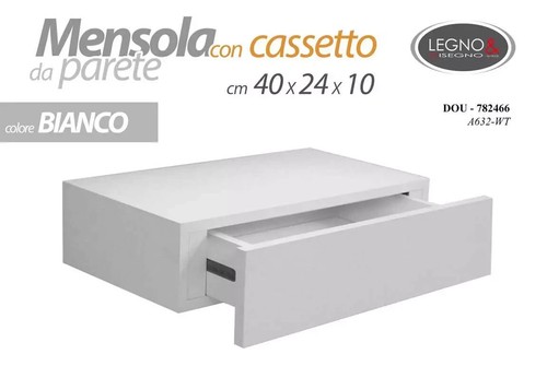 Mensola legno con cassetto - cassetto, da