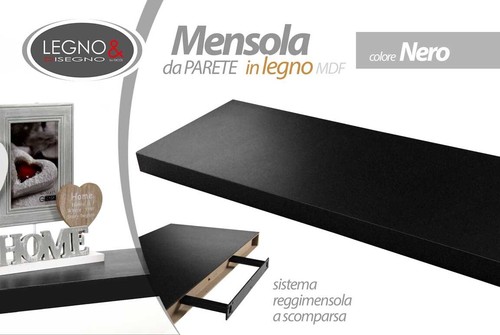 Mensola pensile nero - mensola,